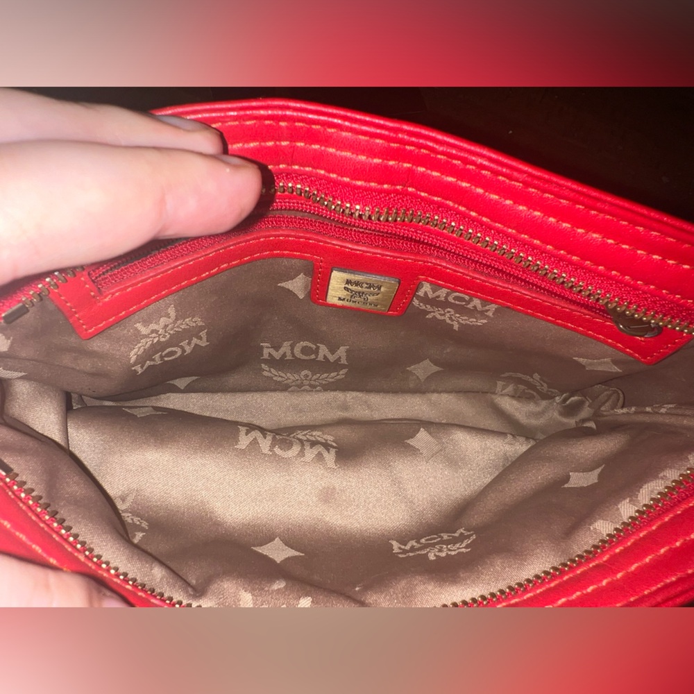 MCM Red Quilted Shoulder Bag with Gold Hardware - Picture 8 of 10
